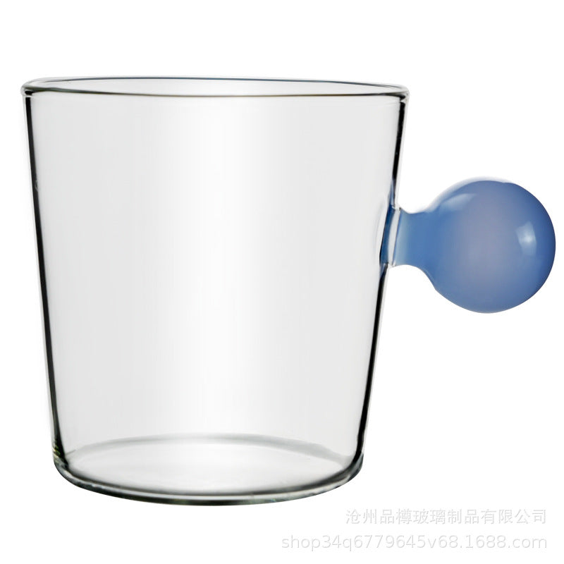 Creative Glass Coffee Mug with Sphere Handle (6 Colors)