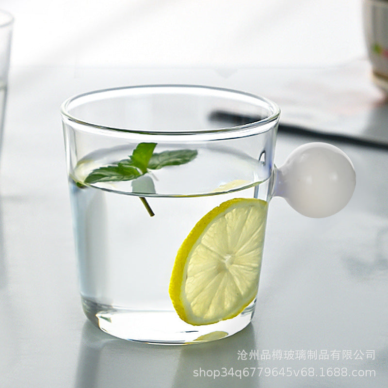 Creative Glass Coffee Mug with Sphere Handle (6 Colors)