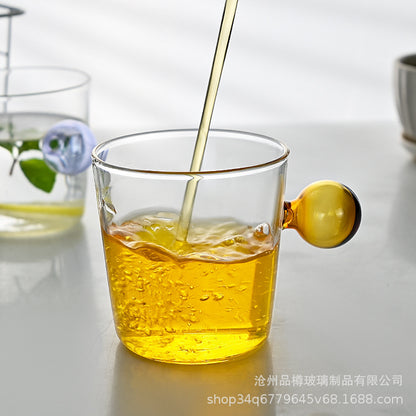 Creative Glass Coffee Mug with Sphere Handle (6 Colors)