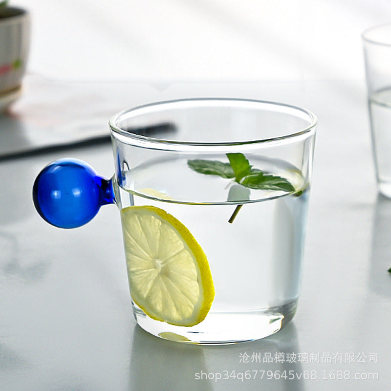 Creative Glass Coffee Mug with Sphere Handle (6 Colors)