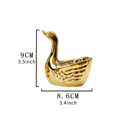 Golden Ceramic Swan Candle Holder for Romantic Decor
