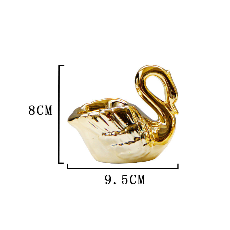 Golden Ceramic Swan Candle Holder for Romantic Decor
